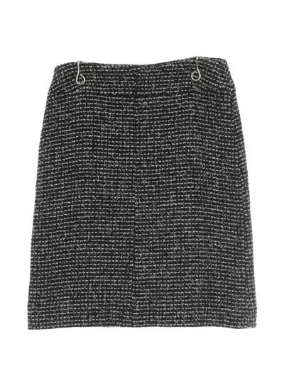 Pre-owned Chanel 1986-1988 Tweed Midi Skirt In Black