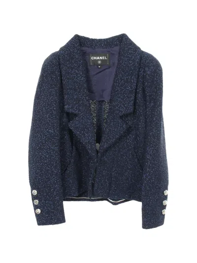 Pre-owned Chanel 1986-1988 Tweed Tailored Jacket In Black