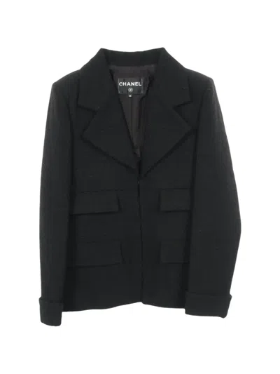 Pre-owned Chanel 1986-1988 Tweed-construction Jacket In Black