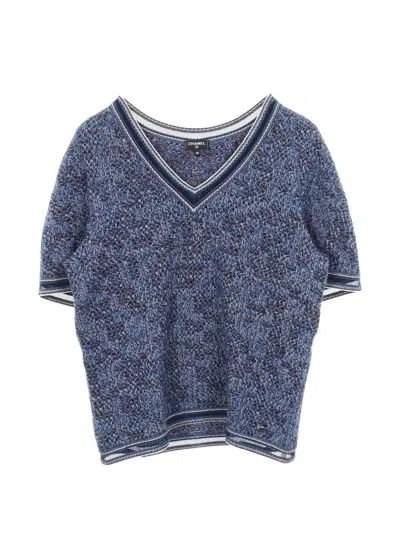 Pre-owned Chanel 1986-1988 V-neck Sweater In Blue
