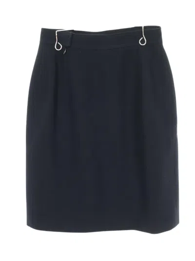Pre-owned Chanel 1986-1988 Wool Midi Skirt In Blue