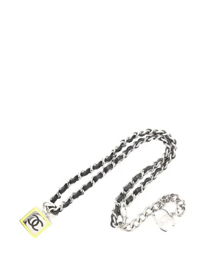 Pre-owned Chanel 1988 Coco Mark Necklace In Silver
