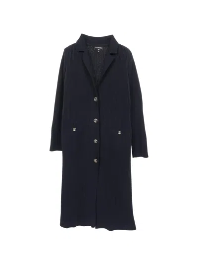 Pre-owned Chanel 1988 Logo-button Cardigan In Blue