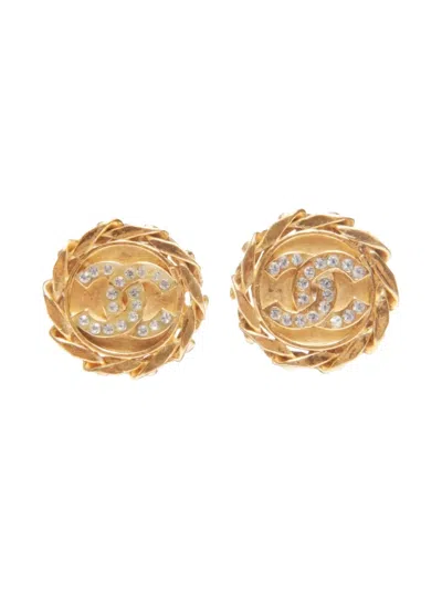 Pre-owned Chanel 1988s Coco Mark Clip-on Earrings In Gold