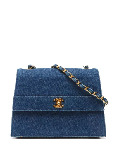 Pre-owned Chanel 1989-1991 Cc Denim Shoulder Bag In Blue