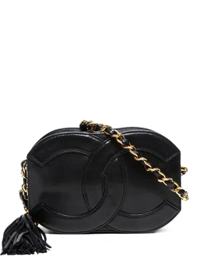 Pre-owned Chanel 1989-1991 Cc-mark Chain Shoulder Bag In Black
