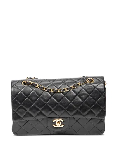 Pre-owned Chanel 1989-1991 Double Flap 26 Quilted-design Shoulder Bag In Black
