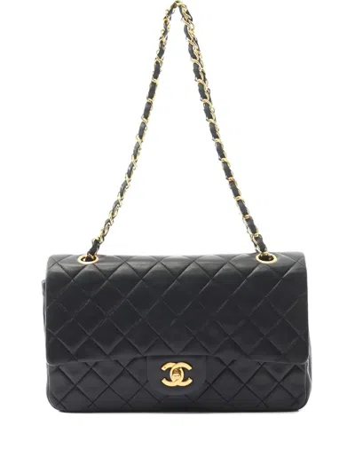 Pre-owned Chanel 1989-1991 Double Flap Matelassé Shoulder Bag In Black