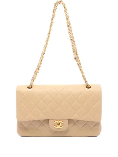Pre-owned Chanel 1989-1991 Double Flap Shoulder Bag In Neutral
