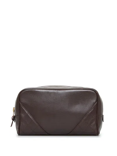 Pre-owned Chanel 1989-1991 Leather Pouch In Brown