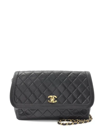 Pre-owned Chanel 1989-1991 Matelasse Chain Shoulder Bag In Black