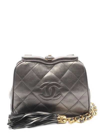 Pre-owned Chanel 1989-1991 Matelassé Chain Shoulder Bag In Gray