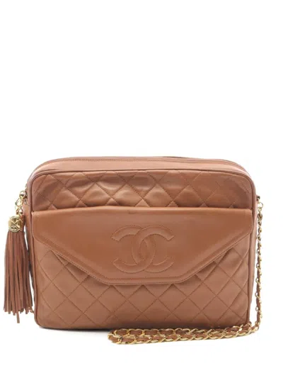 Pre-owned Chanel 1989-1991 Matelasse Shoulder Bag In Brown