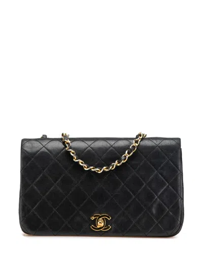 Pre-owned Chanel 1989-1991 Medium Quilted Lambskin Full Flap Crossbody Bag