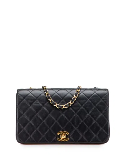 Pre-owned Chanel 1989-1991 Medium Quilted Lambskin Full Flap Crossbody Bag