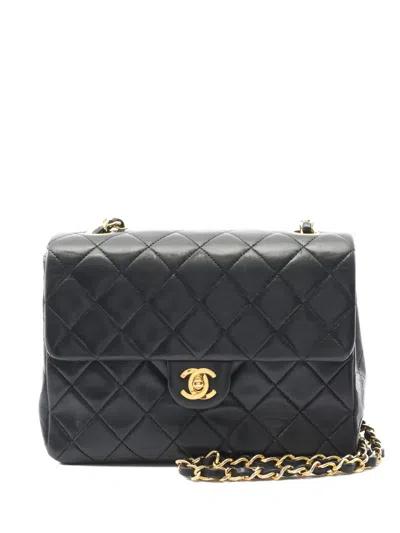 Pre-owned Chanel 1989-1991 Mini Classic Flap Quilted Shoulder Bag In Black