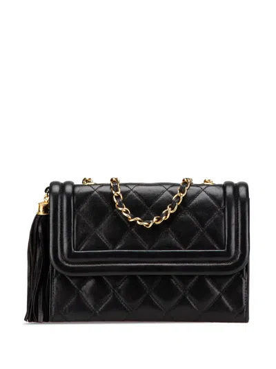 Pre-owned Chanel 1989-1991 Mini Quilted Lambskin Tassel Flap Crossbody Bag
