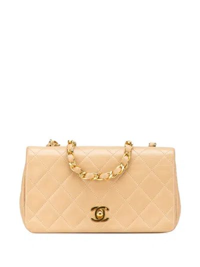 Pre-owned Chanel 1989-1991 Mini Rectangular Cc Quilted Lambskin Full Single Flap Crossbody Bag