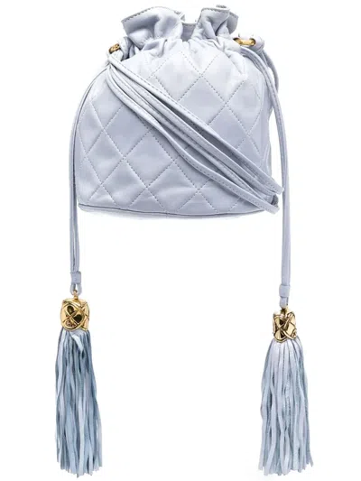 Pre-owned Chanel 1989 Diamond-quilted Bucket Bag In Blue