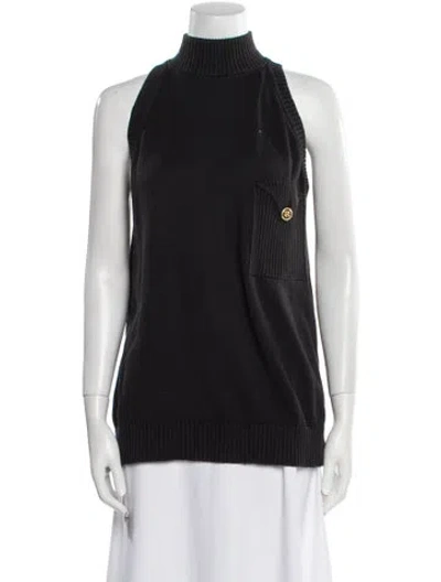 Pre-owned Chanel 1989 Mock Neck Sweater In Black