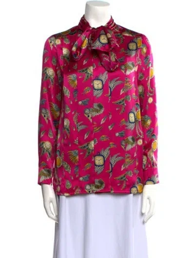 Pre-owned Chanel 1989 Printed Blouse In Pink