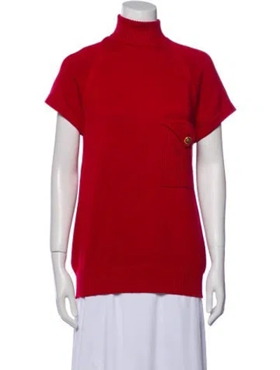 Pre-owned Chanel 1989 Turtleneck Sweater In Red