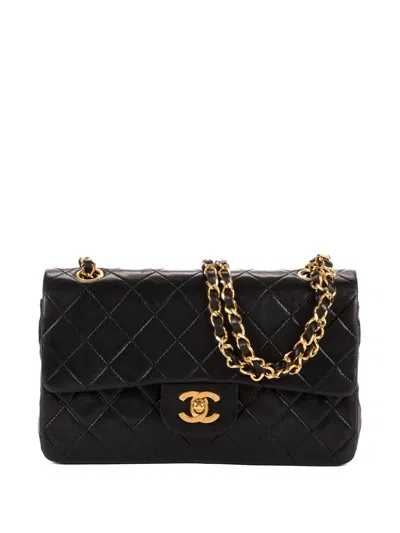 Pre-owned Chanel 1989-1991 Classic Double Flap Shoulder Bag In Black