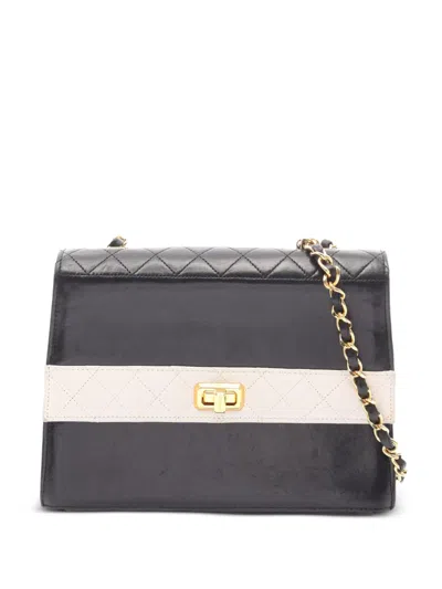 Pre-owned Chanel 1989-1991 Matelassé Chain Cross Body Bag In Black