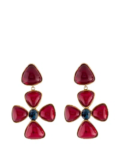 Pre-owned Chanel 1989s Gripoix Drop Earrings In Gold