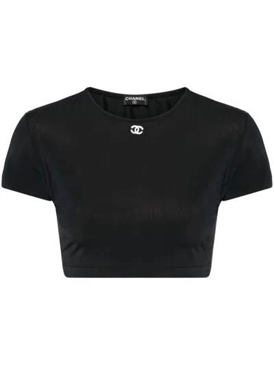 Pre-owned Chanel 1990-2000's Cropped T-shirt In Black