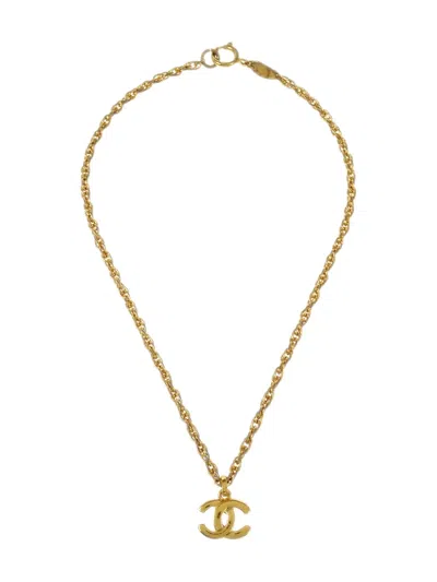 Pre-owned Chanel 1990-2000 Interlocking Cc Chain Necklace In Gold