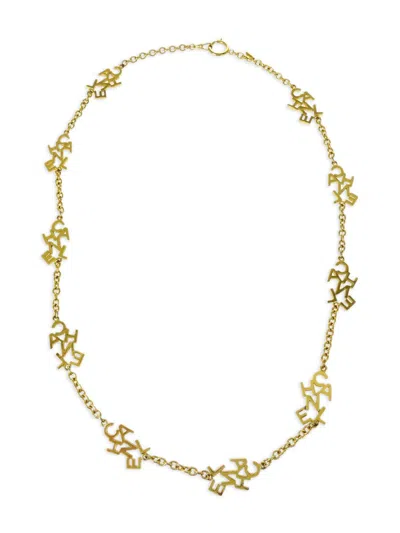 Pre-owned Chanel 1990-2000 Logo Chain Necklace In Gold