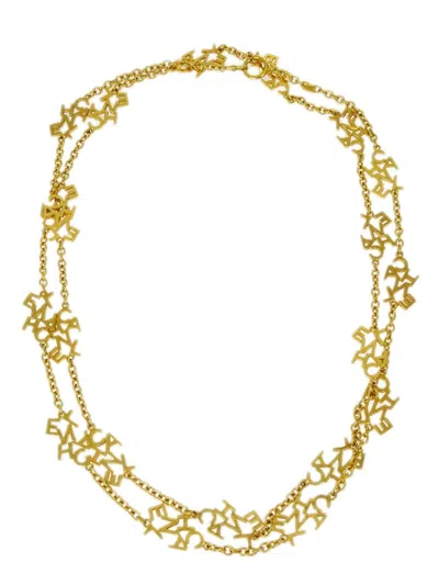 Pre-owned Chanel 1990-2000 Logo Chain Necklace In Gold