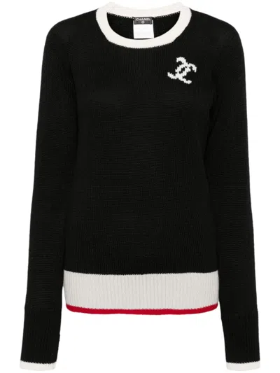 Pre-owned Chanel 1990-2000's Logo Sweater In Black