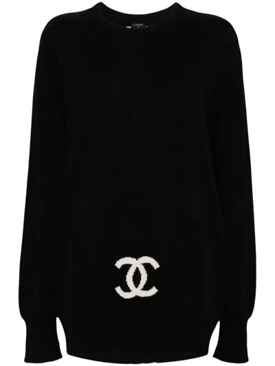Pre-owned Chanel 1990-2000s Logo Sweater In Black