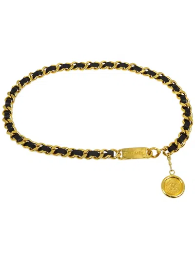 Pre-owned Chanel 1990-2000 Medallion Chain Belt In 金色