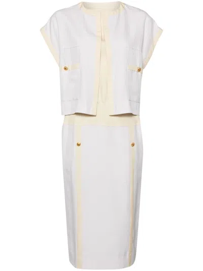 Pre-owned Chanel 1990-2000's Silk Dress Suit In Neutrals