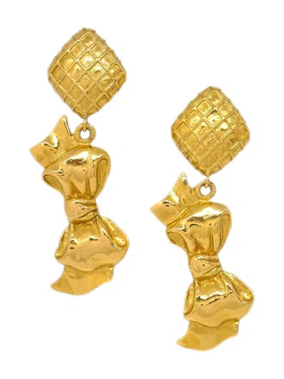 Pre-owned Chanel 1990-2000s Bow-detail Clip-on Earrings