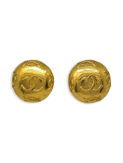 Pre-owned Chanel 1990-2000s Button Earrings In Gold