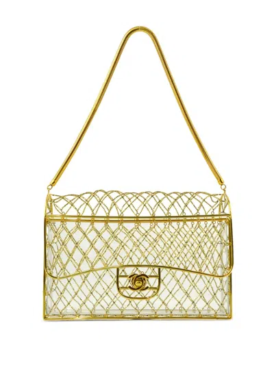 Pre-owned Chanel 1990-2000s Cage Beaded Shoulder Bag In Gold