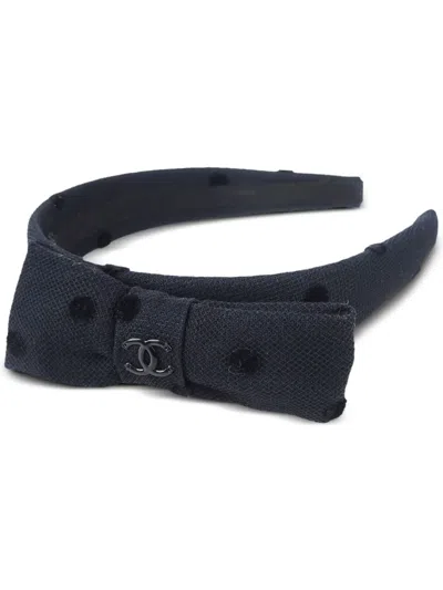 Pre-owned Chanel 1990-2000 Cc Bow Headband In Black