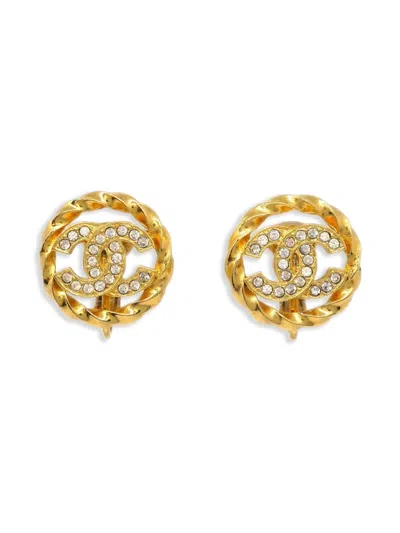 Pre-owned Chanel 1990-2000s Cc Button Clip-on Earrings In 金色