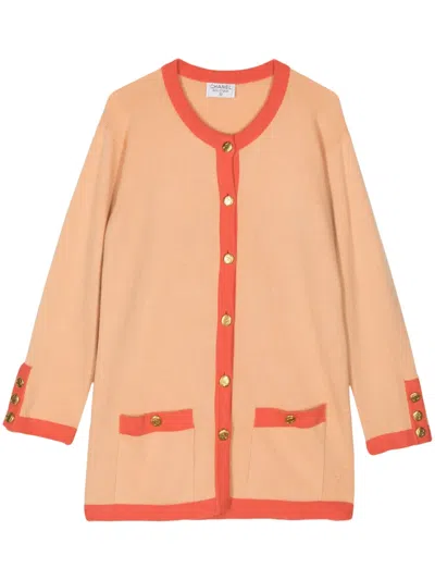 Pre-owned Chanel 1990-2000s Cc-buttons Cashmere Cardigan In Orange