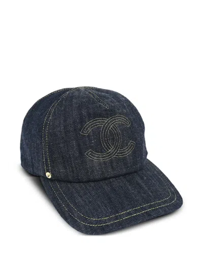 Pre-owned Chanel 1990-2000s Cc Cap In Blue
