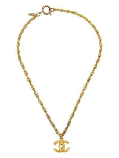 Pre-owned Chanel 1990-2000s Cc Chain Necklace In Gold