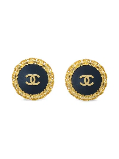 Pre-owned Chanel 1990-2000s Cc Clip-on Earrings In Gold