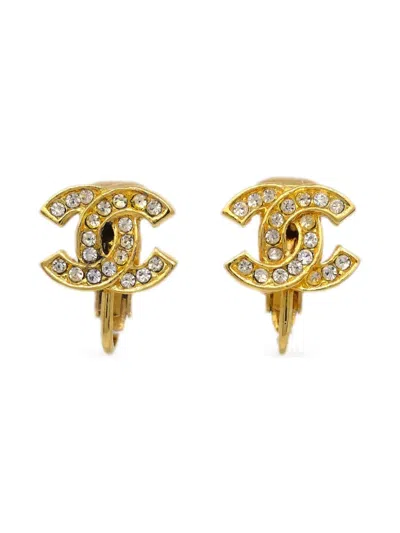 Pre-owned Chanel 1990-2000s Cc Clip-on Earrings In Gold