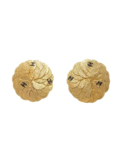 Pre-owned Chanel 1990-2000s Cc-engraved Clip-on Earrings