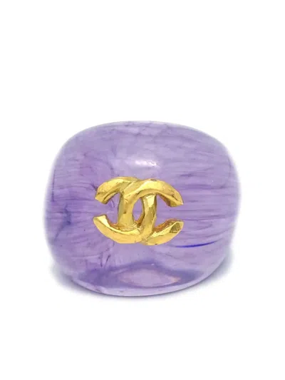 Pre-owned Chanel 1990-2000s Cc Signet Ring In Purple