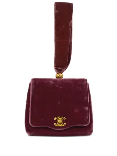 Pre-owned Chanel 1990-2000s Cc Turn-lock Velvet Clutch Bag In Pink